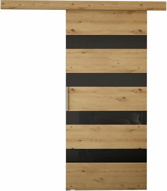 Mirjan24 Mobilier1 - Puerta Corredera Closico 179, Roble Artisan + Negro