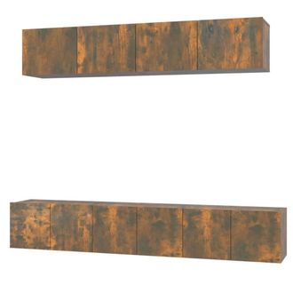 Berkfield Home 5 Piece TV Cabinet Set Smoked Oak Engineered Wood in Brown