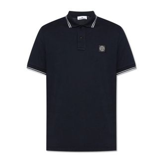 Stone Island Polo met logo - Heren - Polos - Blauw - S - Katoen - Tops
