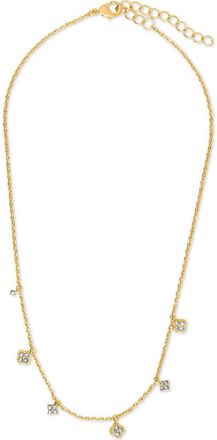 Sterling Forever Maike Cubic Zirconia Petal Station Necklace in Gold at Nordstrom Rack