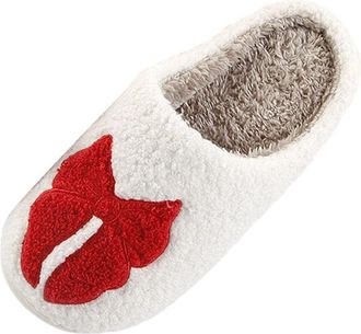 Generic Winter Slippers Women Indoor Fluff Fleece Lined Slipper Cosy Sherpa Non-slip Shoes Ladies Machine Washable Warm Bedroom Slippers Garden Outdoor Daily 