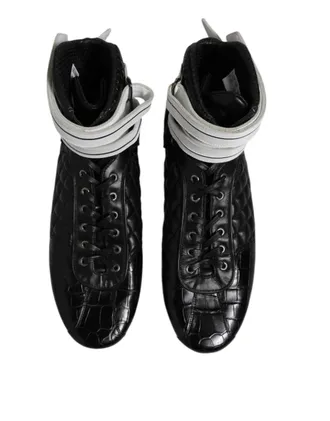 Dolce & Gabbana Mens Black Quilted Leather Lace Up Sneakers Shoes