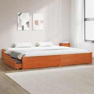 vidaXL vidaXL Struttura del letto con cassetto Marrone cerato 180 x 200 cm