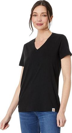 Carhartt Work in Progress Relaxed Fit Lightweight Short Sleeve V-Neck T-Shirt Womens Clothing Black : LG, Cotton/Lyocell