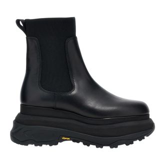 sacai Chelsea Leather Ankle Boots - female - Sacai - Chelsea Boots - Black - 6 UK - Shoes