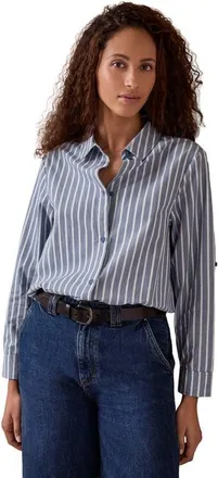 Celtic & Co. Relaxed Fit Cotton Shirt in Blue Stripe at Nordstrom, Size 14