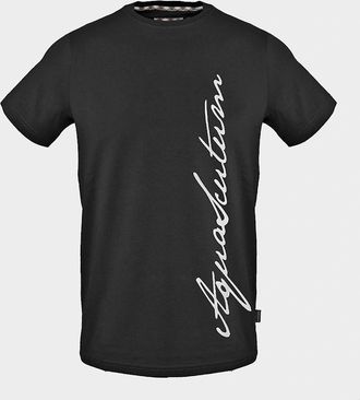 Aquascutum Mens Lettering Graphic Crew Neck Short Sleeve T-Shirt - Black - Size: 2X large