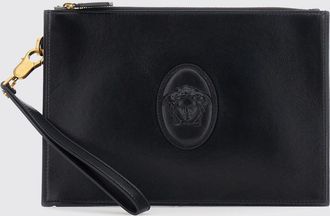 Versace Pouch in pelle di agnello con logo Medusa e manico da polso amovibile