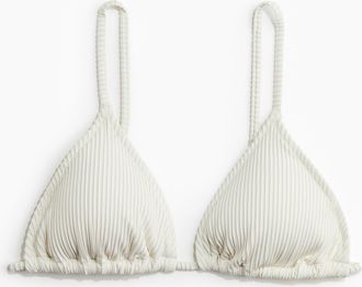 H&M Wattiertes Triangel-Bikinitop - White