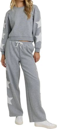 Vintage Havana Terry Crew Neck Star Sweater In Grey