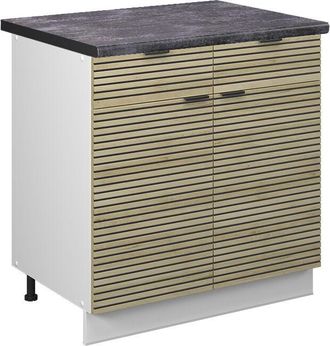 Vicco Mueble Bajo De Cocina Fame-line, Panel De Roble, 80 Cm, Et Antracita