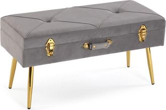 VERSA Banco de pie de cama en metal y poliester gris