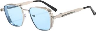 Generic Polarized Sunglasses Men High End Handsome Driving Special Anti UV Metal Punk Fashion Trends Sunglasses(Blue)