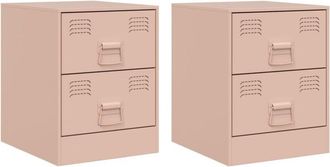 vidaXL Bedside Cabinets 2 pcs Pink 34.5x39x44 cm Steel Vidaxl