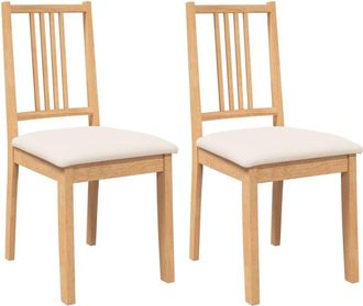vidaXL Vidaxl - Sillas De Comedor Con Cojines 2uds Madera Maciza Natural Caucho