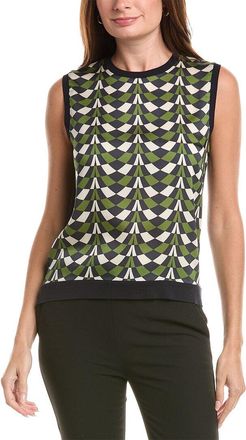 Oscar De La Renta Oscar De La Renta Geo Print Silk-Blend Insert Tank