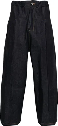 Sage Nation inverted-pleat jeans - men - Cotton - S - Blue
