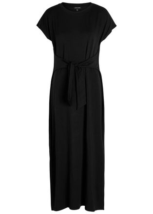 Eileen Fisher Eileen Fisher Tie-embellished Jersey Maxi Dress - Black - L (UK 18-20 / XL)
