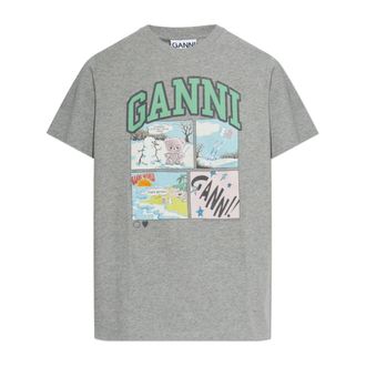 Ganni T-Shirts, female, Gray, Size: 2XS The Logo T-shirt