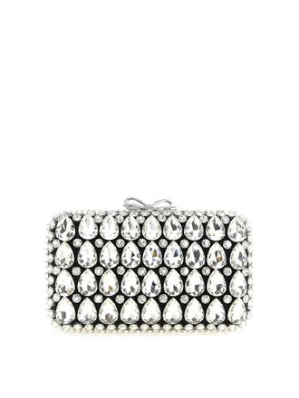 Self Portrait Black Satin Crystal Clutch