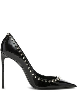 Saint Laurent 105mm Zoe patent leather studded pumps - Black