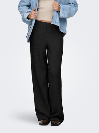 Only Schlupfhose ONLY ONLILSE PANT STRUCTURE JRS NOOS, Damen, Gr. XL, N-Gr, schwarz, Jersey, Obermaterial: 100% Polyester, unifarben, regular fit lang, Hos