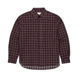 Butcher of Blue Judd Cord Small Check Shirt - Heren - Overhemden - Paars - Maat: 2XL Katoen