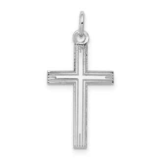 Diamond2Deal 14K White Gold Laser Designed Cross Pendant