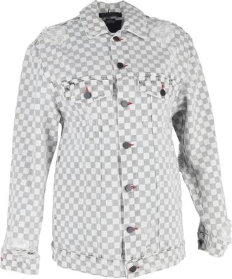 Alexander Wang Alexander Wang Daze denimjack met ruitjesprint in grijs katoen