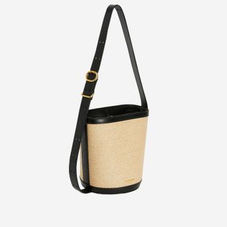 Jil Sander Womens Canno Bucket Bag Leather And Rafia Natural Polyamide Shoulder