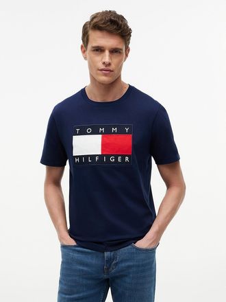 Tommy Hilfiger Mens Big Flag Logo T-Shirt - Navy - XXL