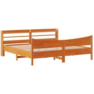 vidaXL Vidaxl - Estructura Cama Con Cabecero Madera Pino Marr&oacute;n Cera 200x200 Cm