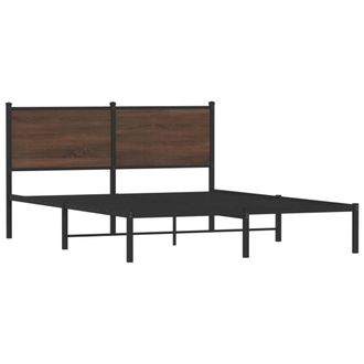 Berkfield Home Metal Bed Frame without Mattress Brown Oak 140x200 cm