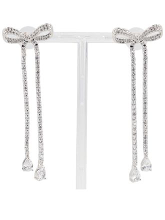 Self Portrait Silver Bow-Inspired Cubic Zirconia Drop Earrings