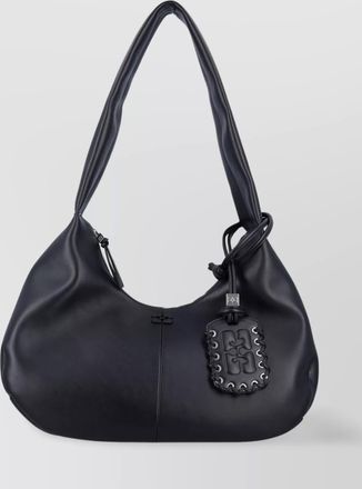 Ganni medium leather hobo bag with lace-up accents