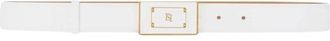 Elisabetta Franchi Ivoor Riemen met Gouden Metalen Detail - Dames - Riemen - Beige - XL - Accessoires