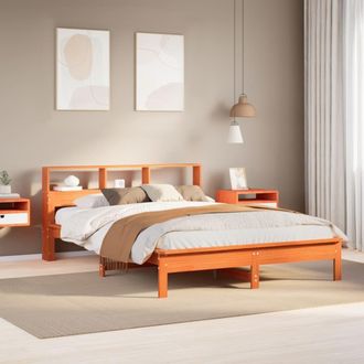 Berkfield Home Bookcase Bed without Mattress Wax Brown 120x200 cm Solid Wood Pine | Size: Small Double