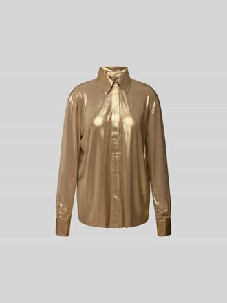 Norma Kamali Hemdbluse mit verdeckter Knopfleiste in Gold, Gr&ouml;&szlig;e XS