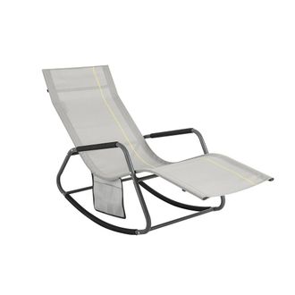 SoBuy Sobuy - Tumbona, Mecedora Con Bolsillo Lateral, Estructura De Hierro, Malla Transpirable Teslin, C&oacute;modo, Soporta Hasta 120 Kg Ogs47-hg Es
