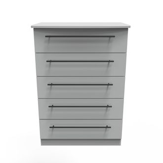 Welcome Furniture Harrow Ready Assembled 5 Drawer Chest in Dusk Grey - Welcome Furniture | TJ Hughes