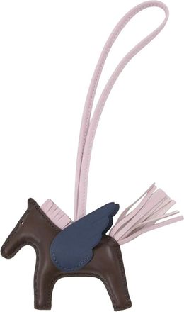 Herm&egrave;s 2021 Milo Lambskin and Swift Grigri Rodeo Pegase Bag Charm PM key chain - Marrone