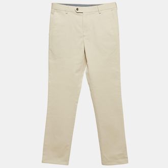 CHARLES TYRWHITT Beige Gabardine Extra Slim Fit Trousers S