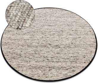 RugsX Rugsx - nepal 2100 circle natural grey - woolen, double-sided, natural beige round 160 cm