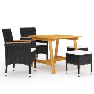 vidaXL Set Sof&aacute;s Jard&iacute;n 4 Pzas Y Cojines Rat&aacute;n Sint&eacute;tico Vidrio Beige Vidaxl