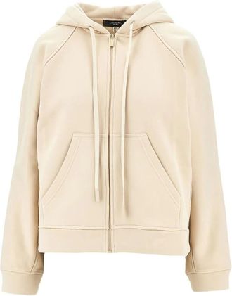 Max Mara Cotton Zip-up Sweatshirt - Dames - Vesten met rits - Beige - M - Katoen - Hoodies & sweatvesten