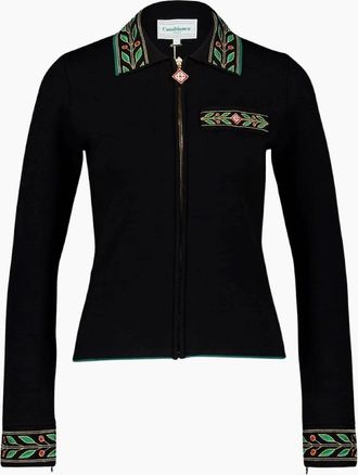 Casablanca Womens Casablanca Embroidered Laurel Black Jackets - Size: 18/16