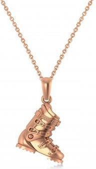 Allurez Ski Boot Charm Pendant Necklace 14K Rose Gold