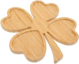 OEM Tabla De Servir De Madera Con Forma De Tr&eacute;bol De Cuatro Hojas, S&iacute;mbolo De La Suerte, Frutos Secos Y Tapas, Madera De Bamb&uacute;, 28 X 30 Cm