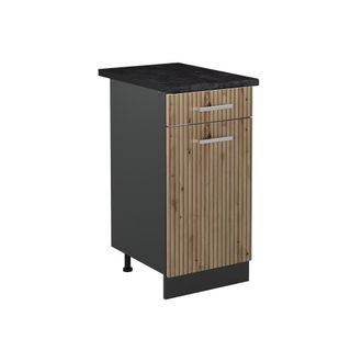 Vicco Mueble Bajo De Cocina R-line, Roble Artesanal/antracita, 40 Cm Encimera Antracita, Vicco