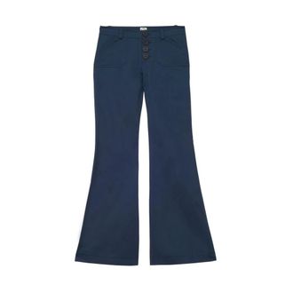 Ines De La Fressange Charlotte Flare Broeken - Dames - Wijde Broeken - Blauw - 2XS - Katoen - Broeken